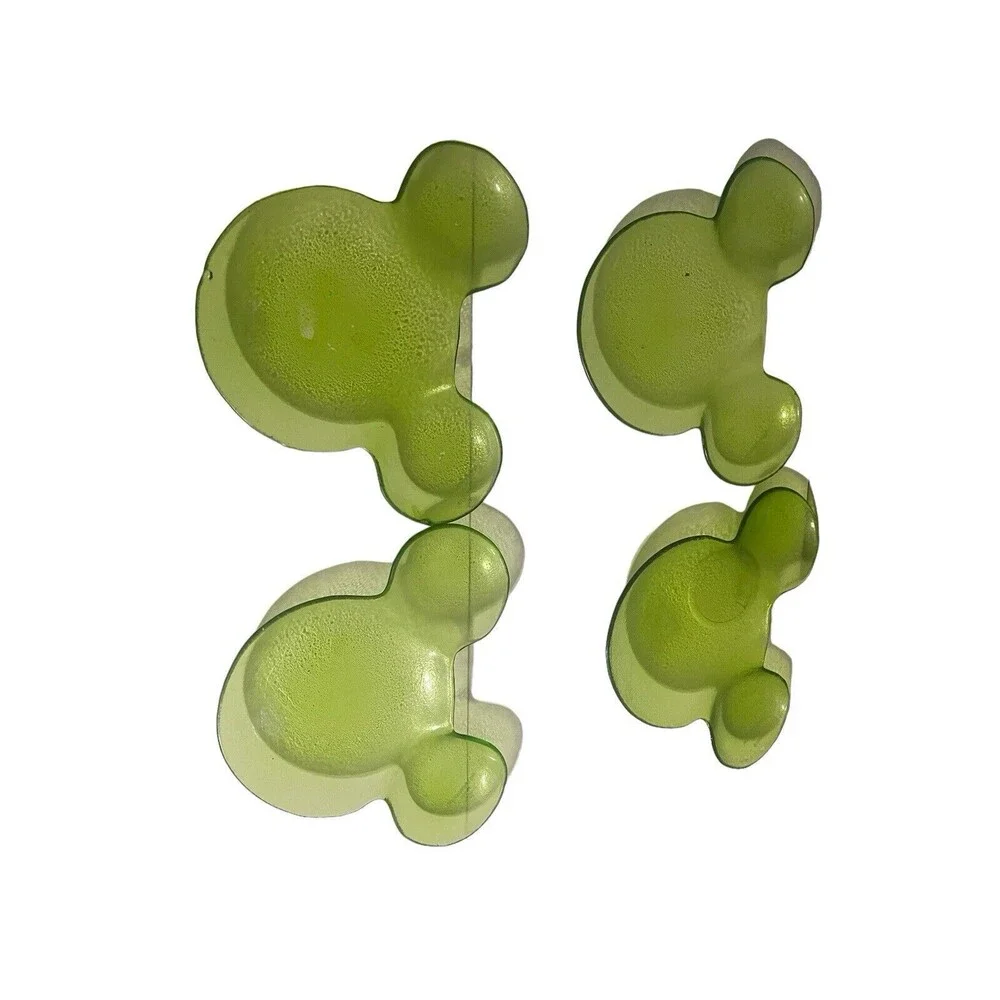 Disney Green Glass Mickey Mouse Serving Plate Set Of 4